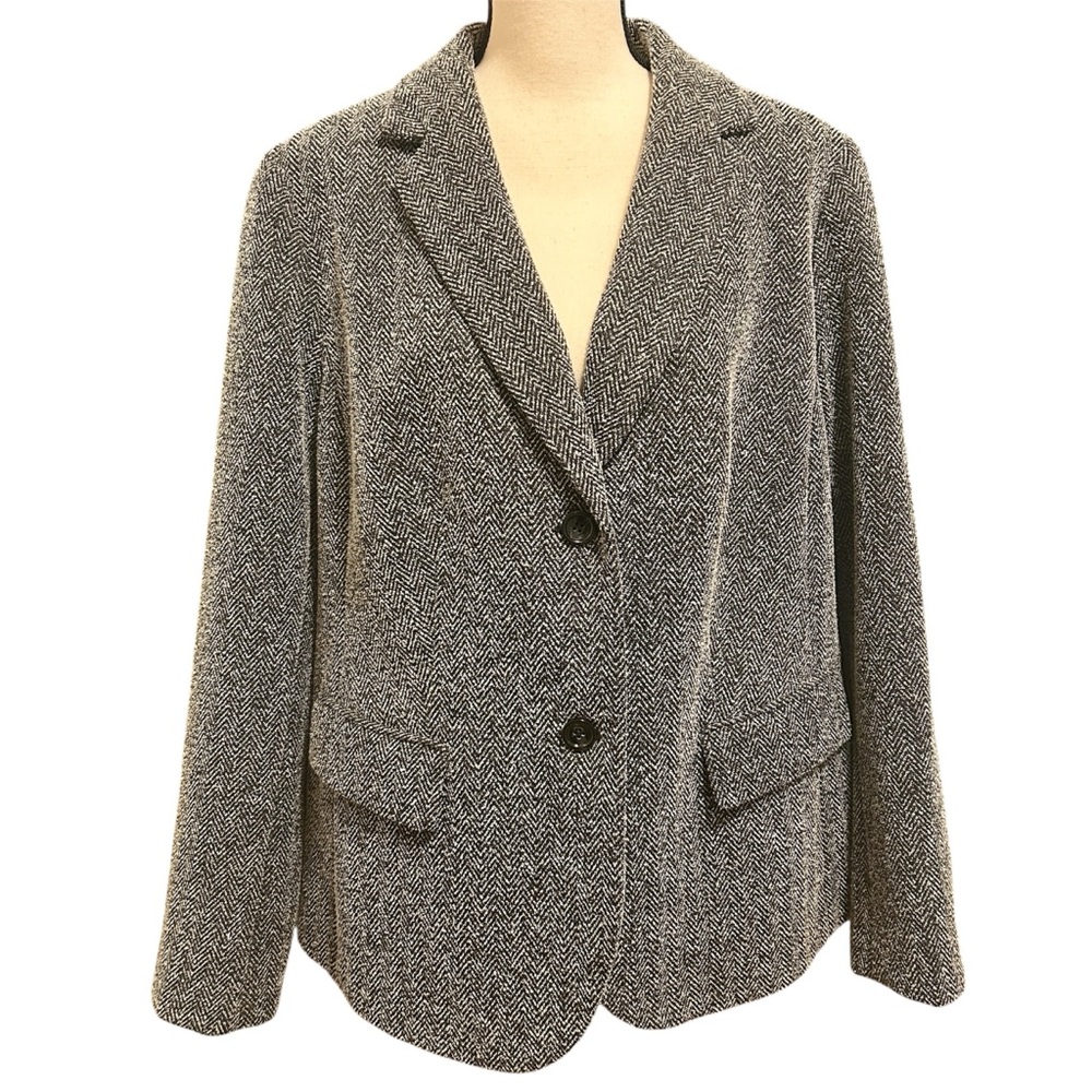 Talbots Herringbone Knit Black and White Blazer Women's Plus sixe 2X